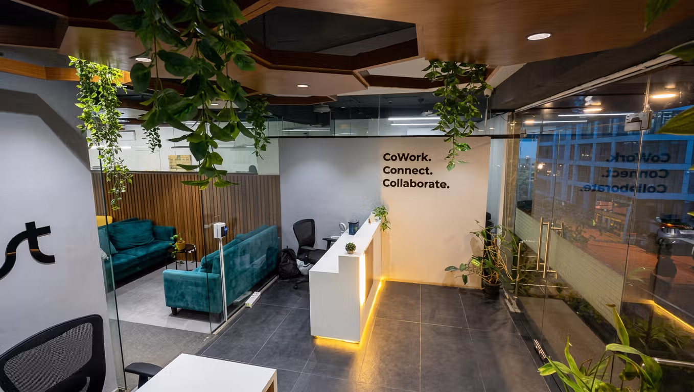 Beginest workspaces harbor 4 reception and waiting area with greenery